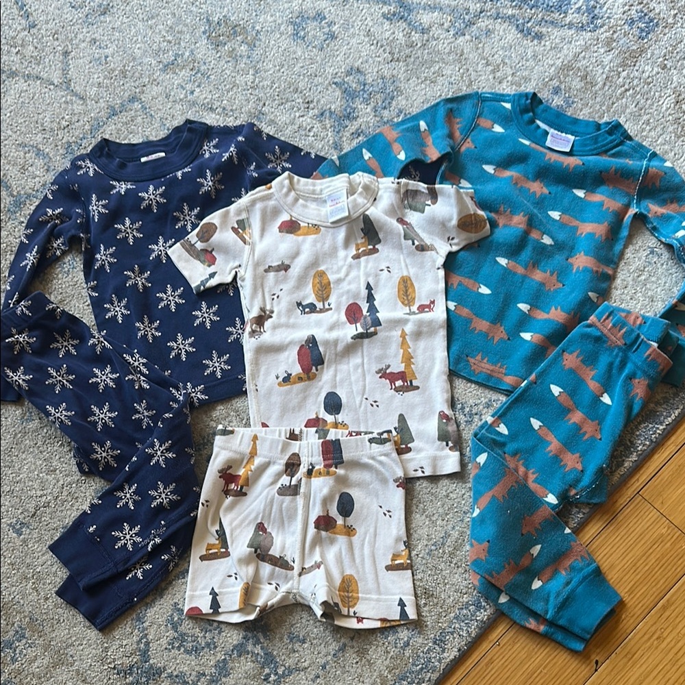 Hanna Andersson Blue and Cream Pajama Sets Cozy Nightwear